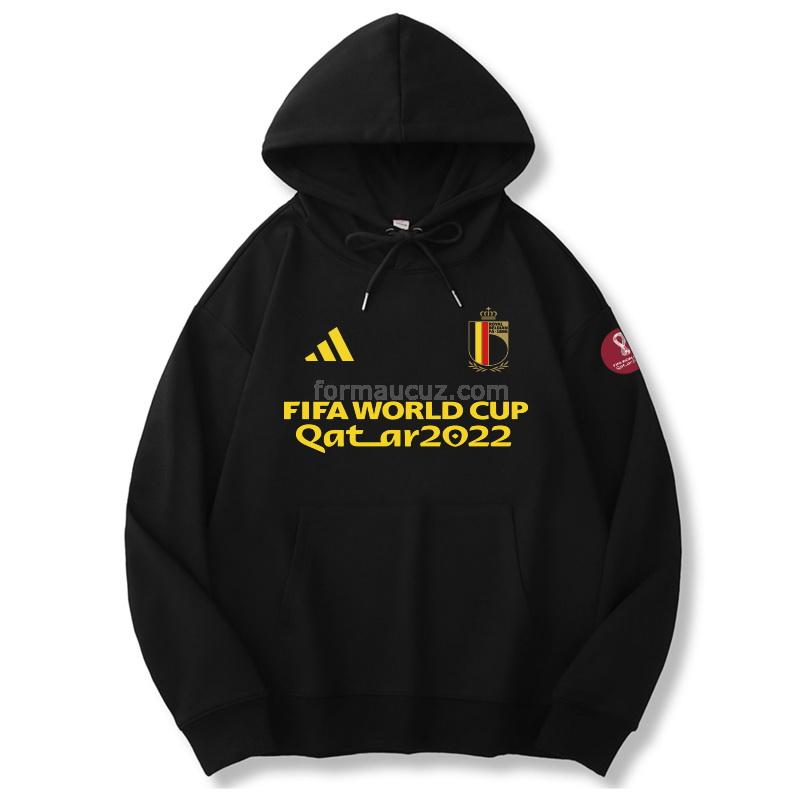 adidas belçika 2022 dünya kupası 221125a1 siyah kapüşonlu svetşört